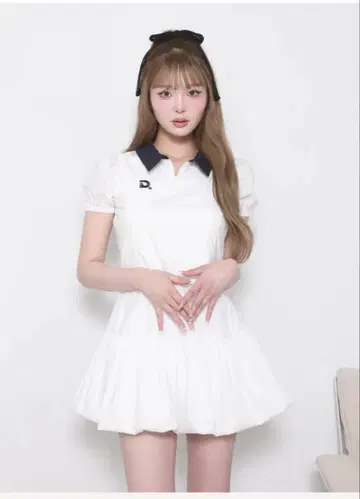 darich 다리치 벌룬 폴로 미니 원피스 WHT