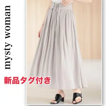 새상품 mysty woman 그레이지 플레어 스커트 롱 스커트 새틴