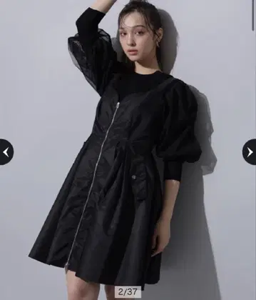 리랜드트루 sweet 콜라보 프론트 지퍼 타프타 미니 원피스