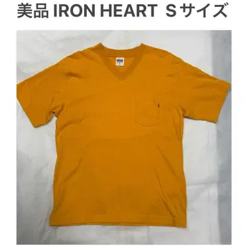 IRON HEART 오렌지 V넥 티셔츠 S 사이즈 아이언 하트