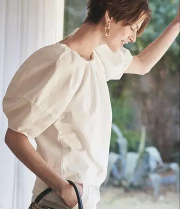 컨스트럭션 슬리브 데님 블라우스 화이트 0