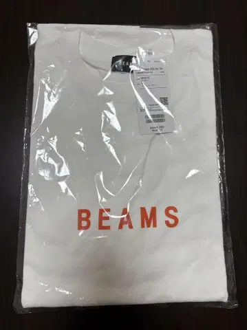 BEAMS 화이트 티셔츠 오렌지 로고 L 사이즈