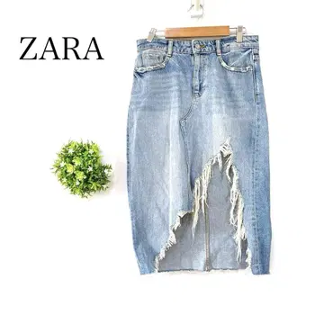 ZARA [US S] 데님 타이트 스커트 데미지 가공 y2k
