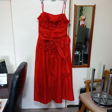 레드 프릴 드레스 광택