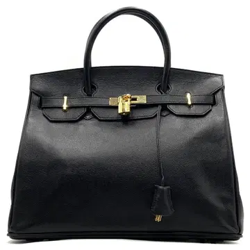 컨디션 최상] HIGH CLASS 핸드백 로고 금장 장식 가죽 블랙 35