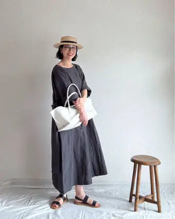 la chic baton 보트넥 린넨 원피스 벨트 포함