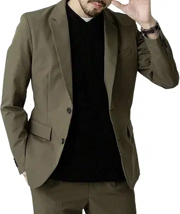 Ebly 드레스 올리브 슬림 핏 테일러드 자켓 5XL