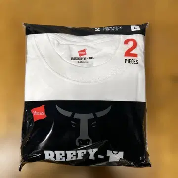 Hanes BEEFY-T 화이트 L 사이즈 2장 세트