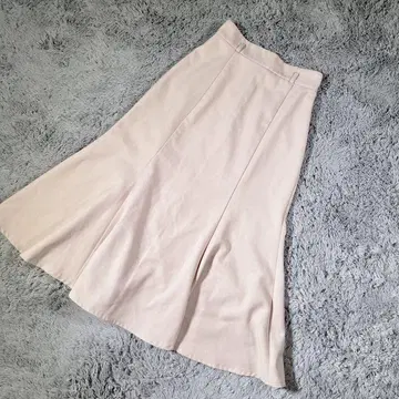 잉그 롱 스커트 머메이드 플레어 핑크 베이지 허리 밴딩 M