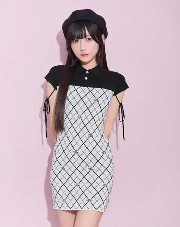 미셸 마카롱 모노그램 니트 원피스 블랙 프리 사이즈 F 사이즈