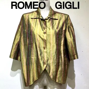 ROMEO GIGLI 반팔 셔츠 골드 스트라이프