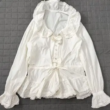 카네코 이사오 피코 프릴 사다리 레이스 블라우스 화이트 옷깃