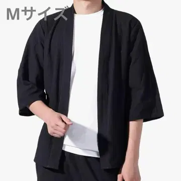 가디건 남성용 여름 기모노풍 7부 소매 자켓 린넨 무지 M