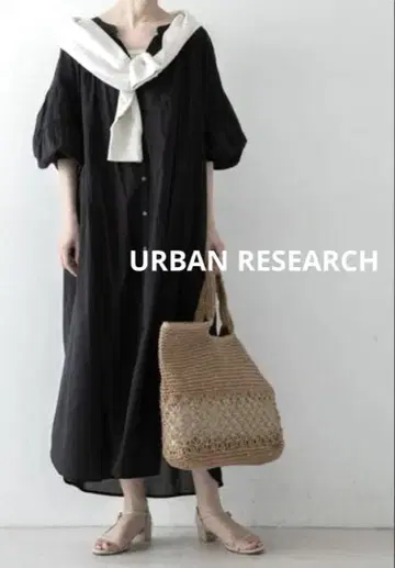 URBAN RESEARCH 코튼 보일 소매 볼륨 개더 원피스 루즈한