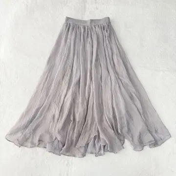 아카이브 아카이브 롱 플레어 스커트 쉬폰 광택 아지메 새틴