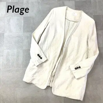 Plage 린넨 블렌드 노카라 자켓 내추럴