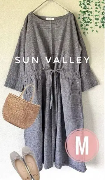 Sun valley 린넨 코튼 원피스 7부 소매 글렌체크