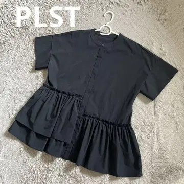 PLST 플라스테 비대칭 페플럼 블라우스 블랙 S