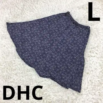 'DHC' 미디 스커트 플레어 블루 짙은 색상 올 패턴 여성용 L 사이즈