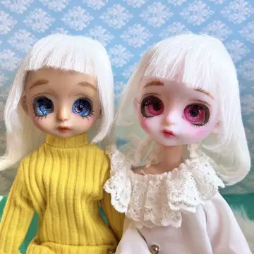 세리아 인형 커스텀 자매 페어 헤드 가발 눈