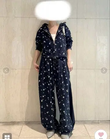 꽃무늬 네이비 조거 팬츠 프리 사이즈