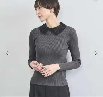 롱 슬리브 니트 레이스 탈착식 옷깃 유나이티드 애로우즈 미사용 새상품