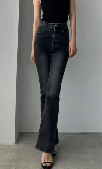 Louere 스트레치 플레어 데님 팬츠 블랙 S