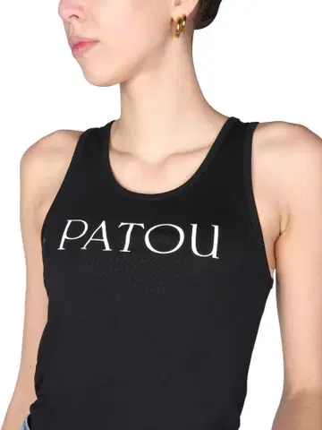 PATOU 블랙 슬리브리스 티셔츠