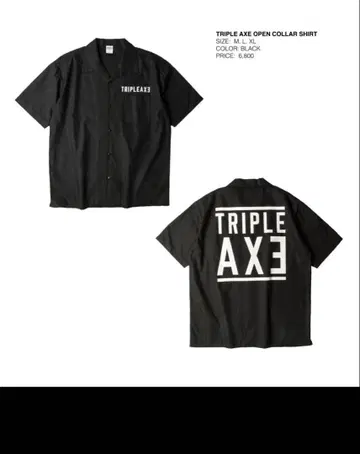 TRIPLE AXE 오픈 카라 셔츠 블랙