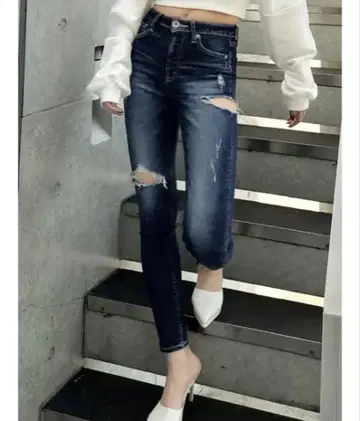 GYDA 미들 웨스트 사이드 립 스키니 데님 팬츠 M 사이즈