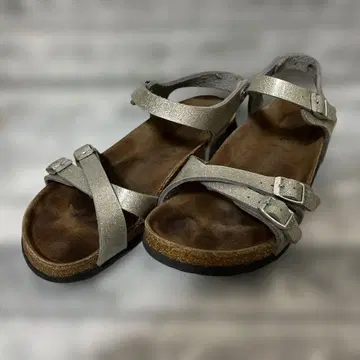 버켄스탁 실버 샌들 앵클 스트랩 24cm