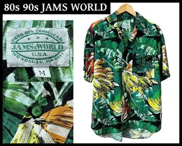 USA제 80년대 90년대 잼즈 월드 주름 가공 플라워 알로하 셔츠