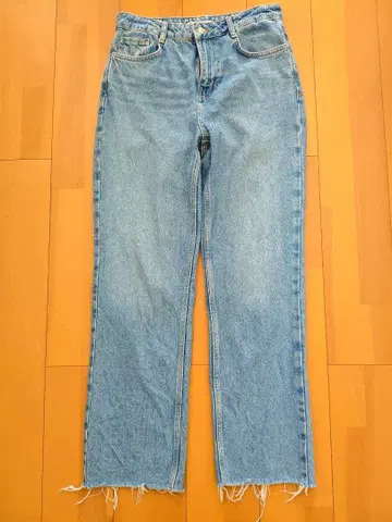 자라 스트레이트 데님 EUR38 라이트 블루 프린지 밑단
