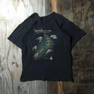 90s 뉴질랜드 티셔츠 도시 시리즈 블랙 VINTAGE