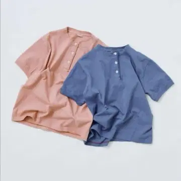 parici 도메츠마루 도마 천축 헨리넥 반팔 티셔츠 핑크