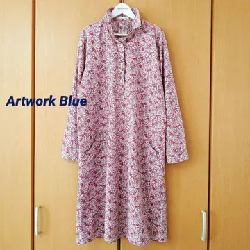 Artwork Blue 페이즐리 무늬 셔츠 원피스