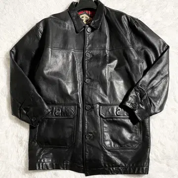 90s The Worlds Trust Label 가죽 코트 한국제