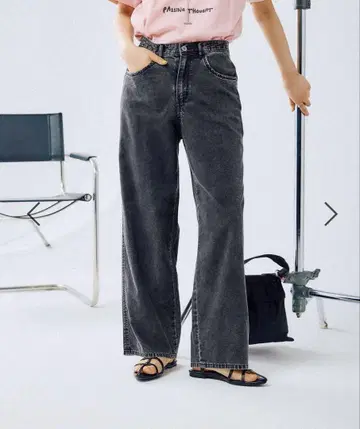 LEPSIM 스트레이트 데님 팬츠 케미컬 그레이 M