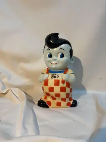 빅 보이 저금통 피규어 체크 무늬 블루 페이스