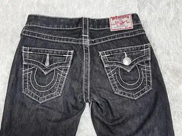 TRUE RELIGION 부츠 컷 블랙 데님 Y2K 두꺼운 스티치 USA