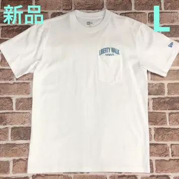 LIBERTY WALK 상의 반팔 티셔츠 화이트 프린트 자수 로고