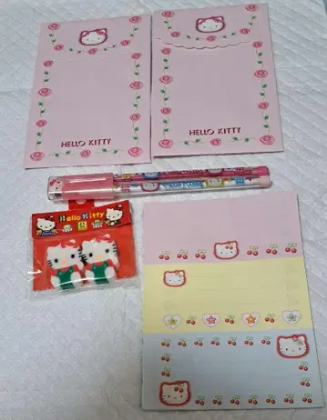 산리오 HELLO KITTY 로켓 연필 봉투 2개 메모 2개 새상품 밴딩