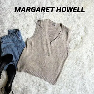 MARGARET HOWELL 실크 혼방 썸머 니트 베스트 베이지