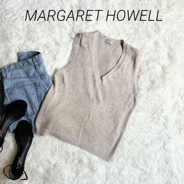 MARGARET HOWELL 실크 혼방 썸머 니트 베스트 베이지