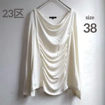 23구 긴팔 티셔츠 드레이프 넥 일본제 화이트 38