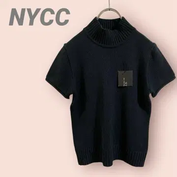 새상품 NYCC 하이넥 반팔 니트 블랙 심플 여성용/M