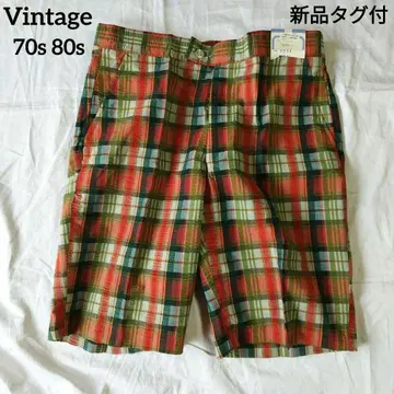 빈티지 하프 팬츠 레트로 70s80s 레드 계열 체크