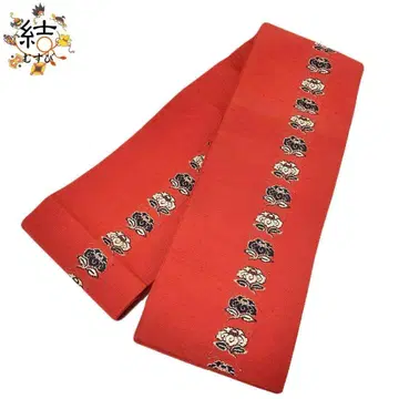 MO-3016 반폭 오비 기류 직물 동백꽃 무늬 진홍색
