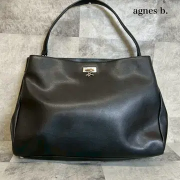 agnes b. 모티브 로고 가죽 백 블랙 비즈니스 포멀 RG61