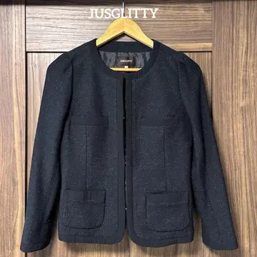 JUSGLITTY 저스길리티 노카라 자켓 블랙